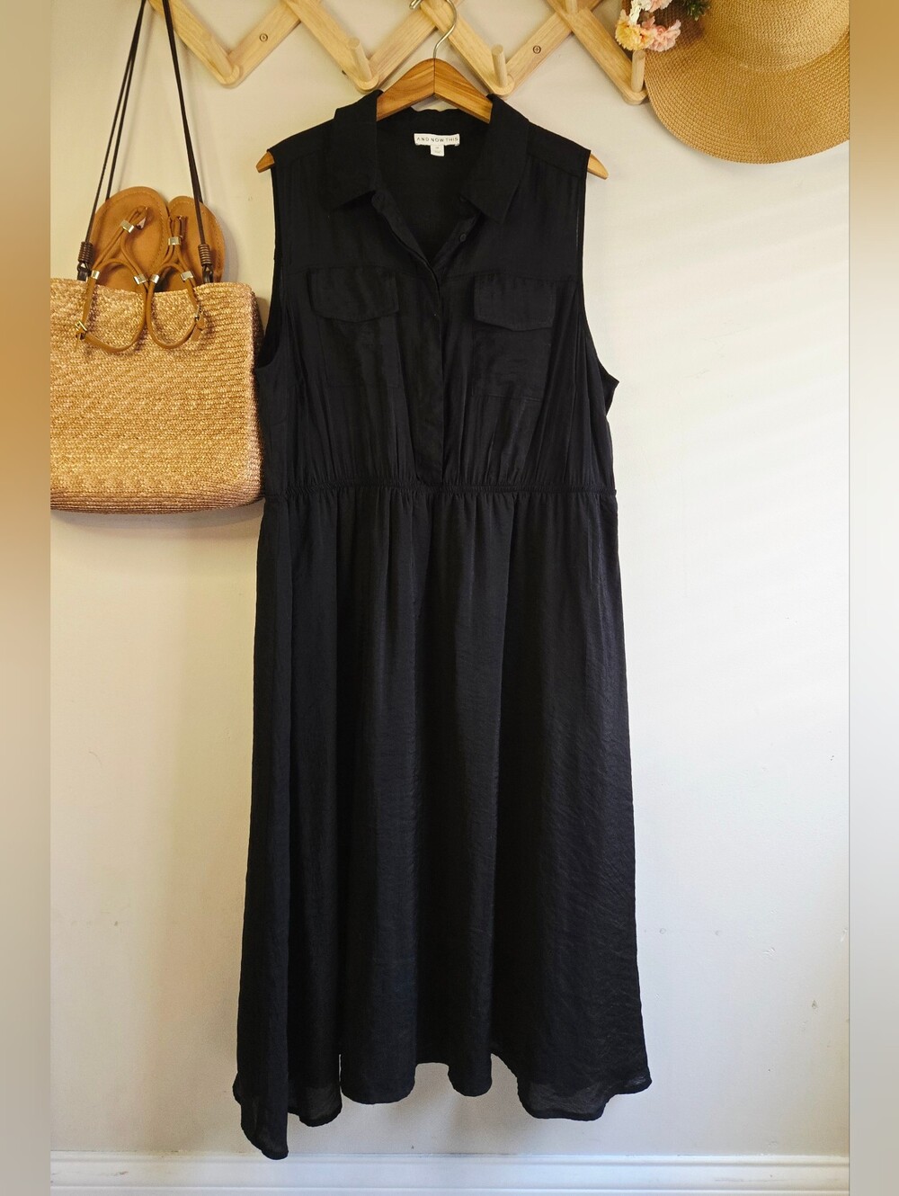 And Now This Collared Midi Dress in Black